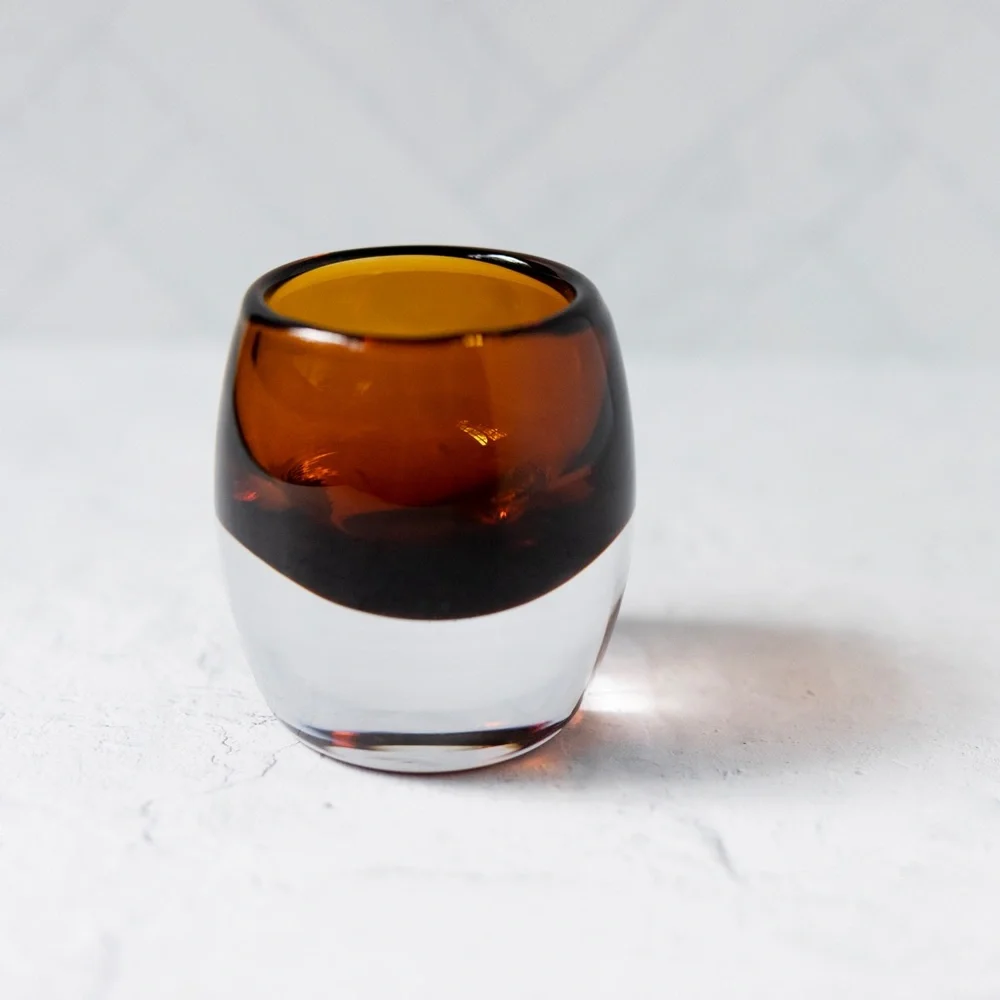 Crate & Barrel Diva votive topaz glass made in Poland